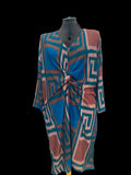 Colorful geometric dress with twisted front detail