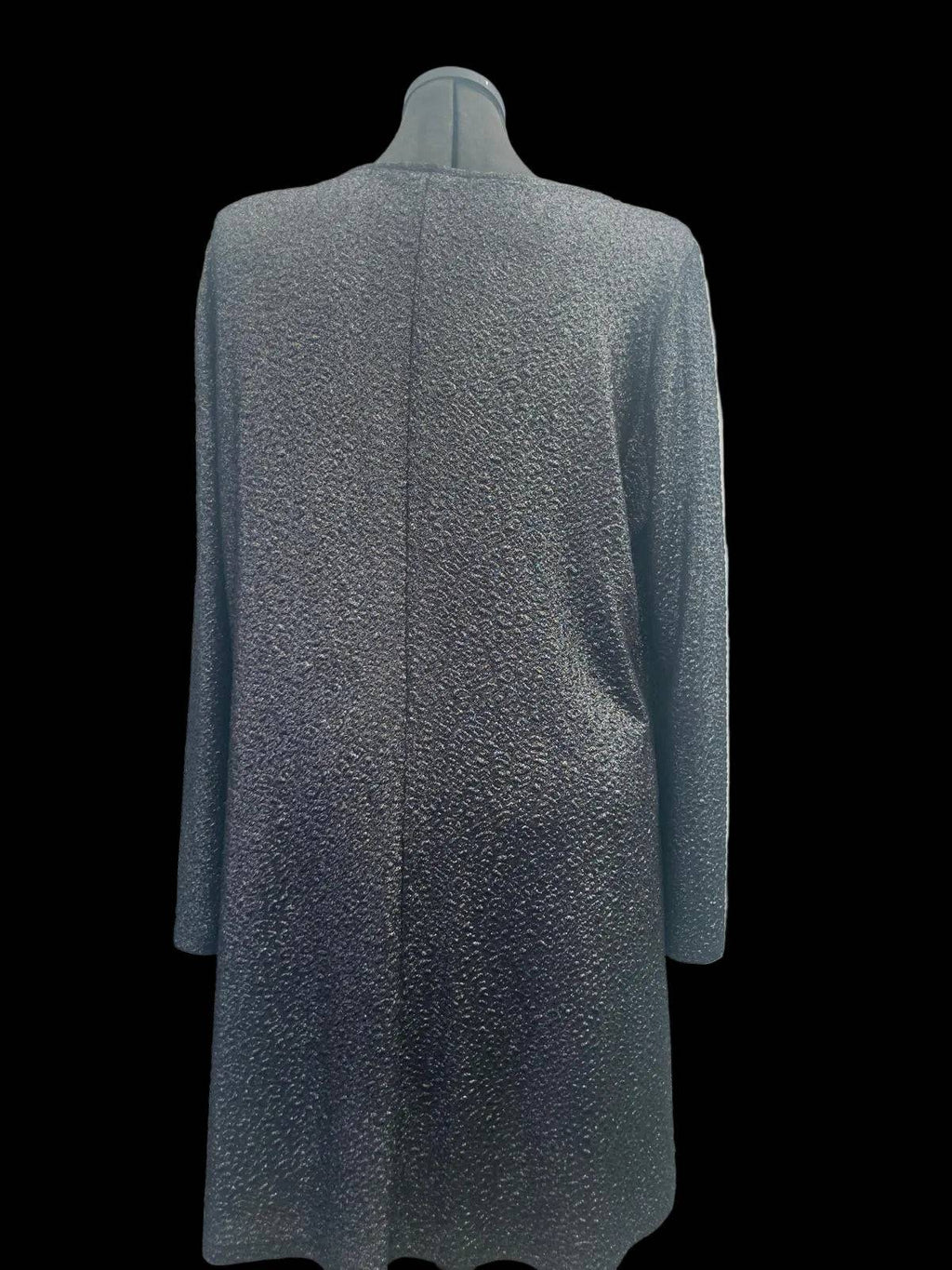 Back view of elegant long sleeve dress with metallic finish for stylish wear