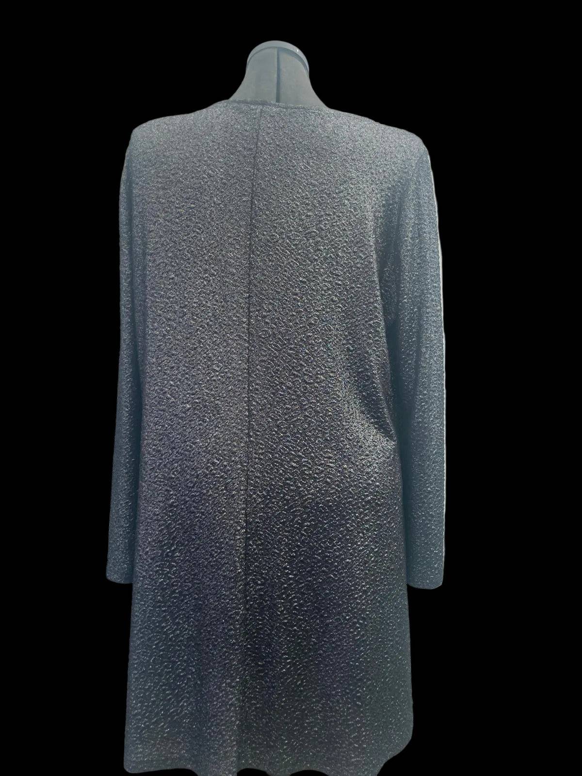 Back view of elegant long sleeve dress with metallic finish for stylish wear
