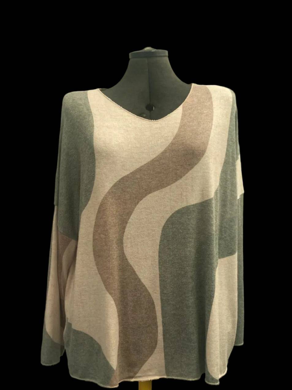 Long Sleeve Jumper with Abstract Pattern