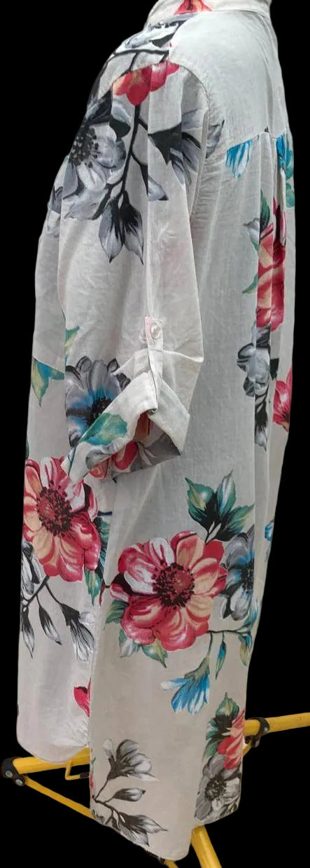 Side view of floral beach tunic