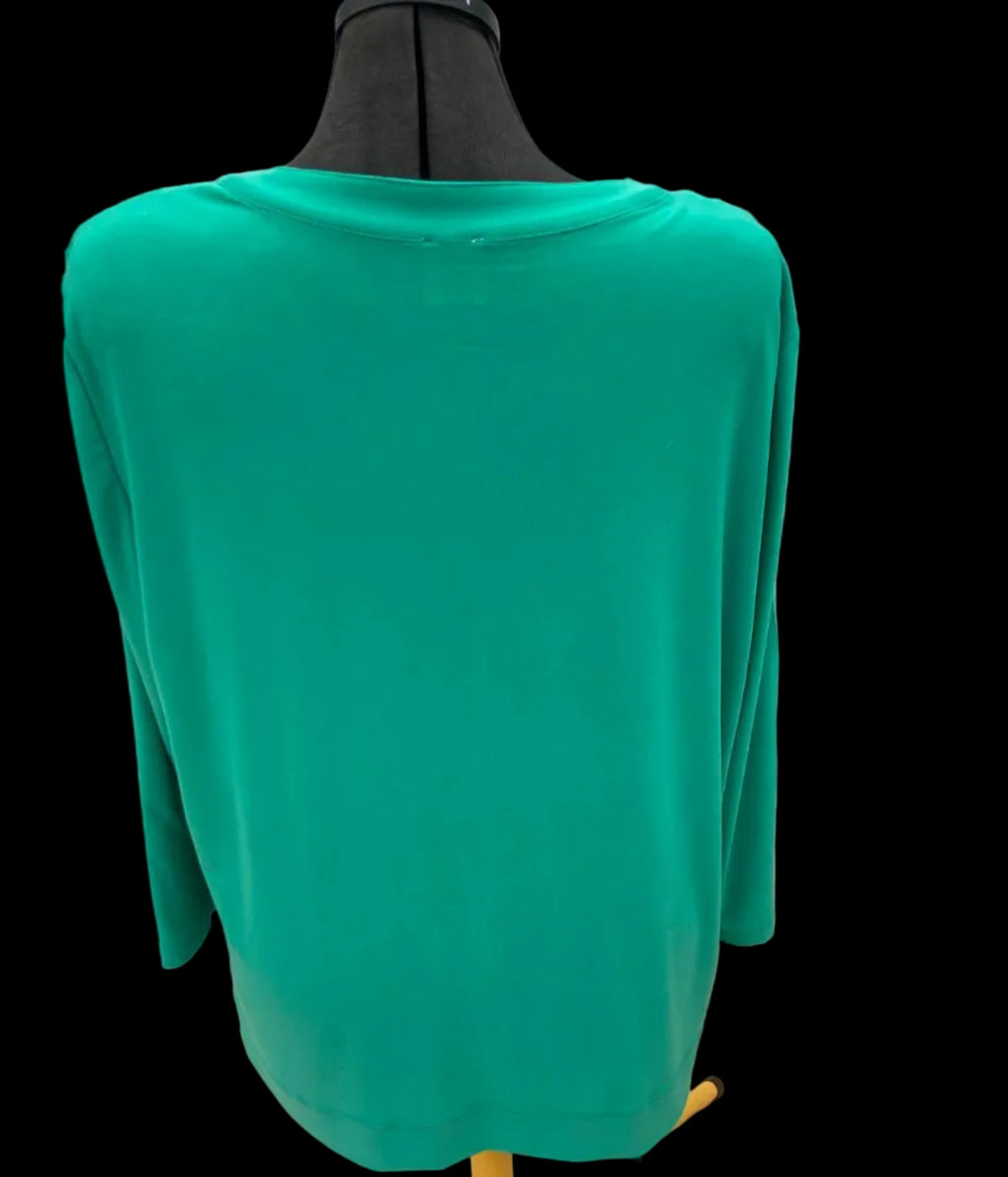 Back view of turquoise Anne Klein blouse on mannequin